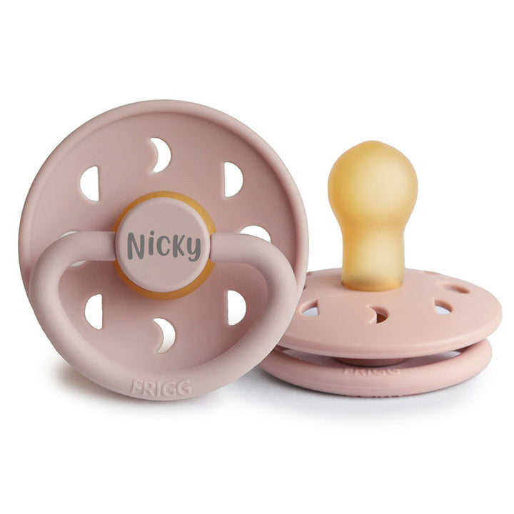 Blush FRIGG Moon Natural Rubber Latex Pacifiers | Personalised by FRIGG sold by Just Børn