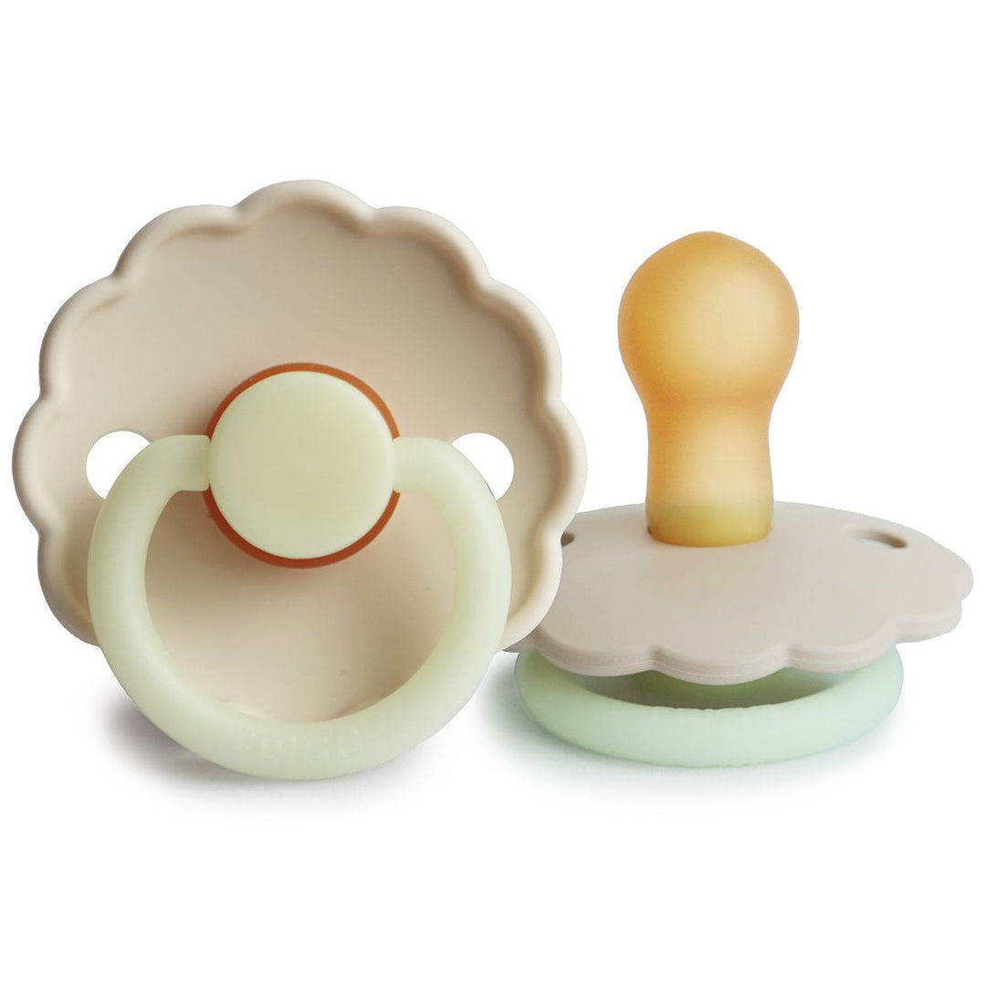 Cream Night Glow FRIGG Daisy Rubber Pacifiers by FRIGG sold by Just Børn