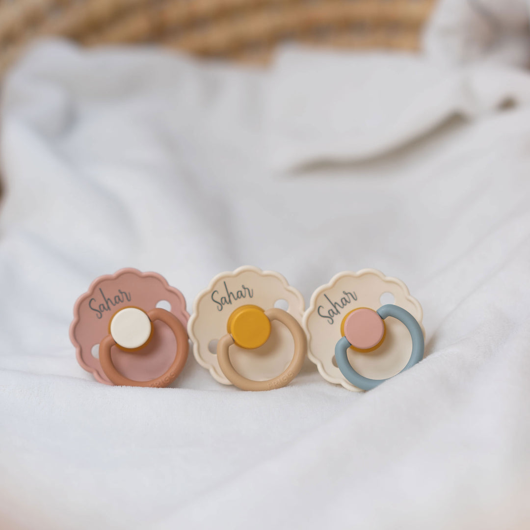 Aurora FRIGG Daisy Rubber Pacifiers | Personalised by FRIGG sold by Just Børn