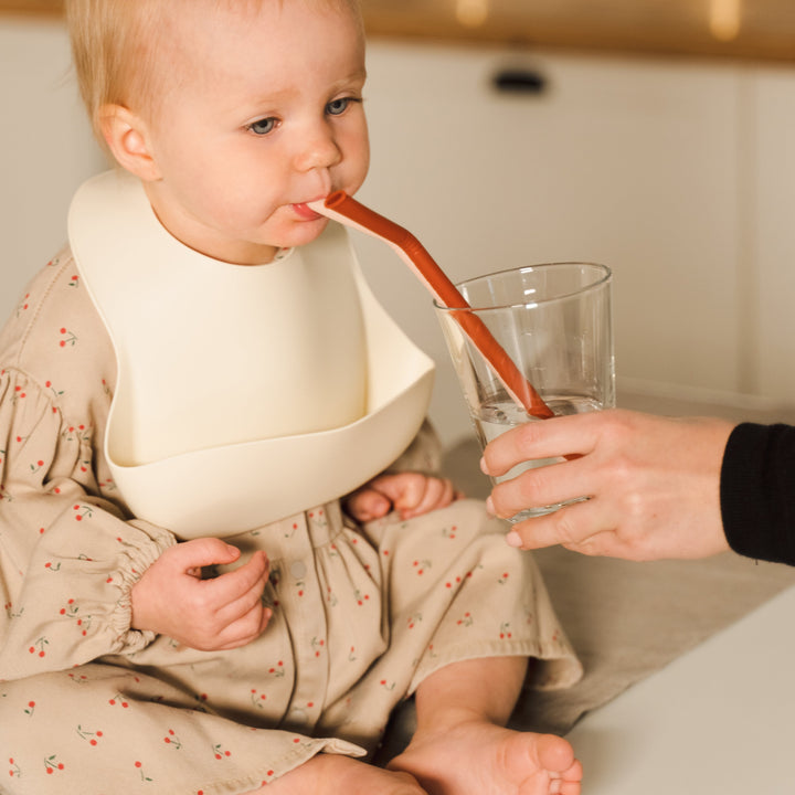 JBØRN Silicone Baby Feeding Bib Ivory No - Personalisable Baby Products Sold and Personalised by JustBørn