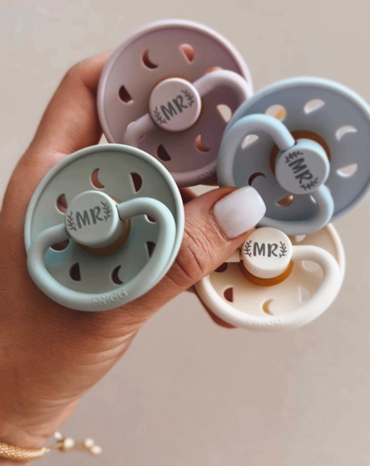 Blush FRIGG Moon Natural Rubber Latex Pacifiers | Personalised by FRIGG sold by Just Børn