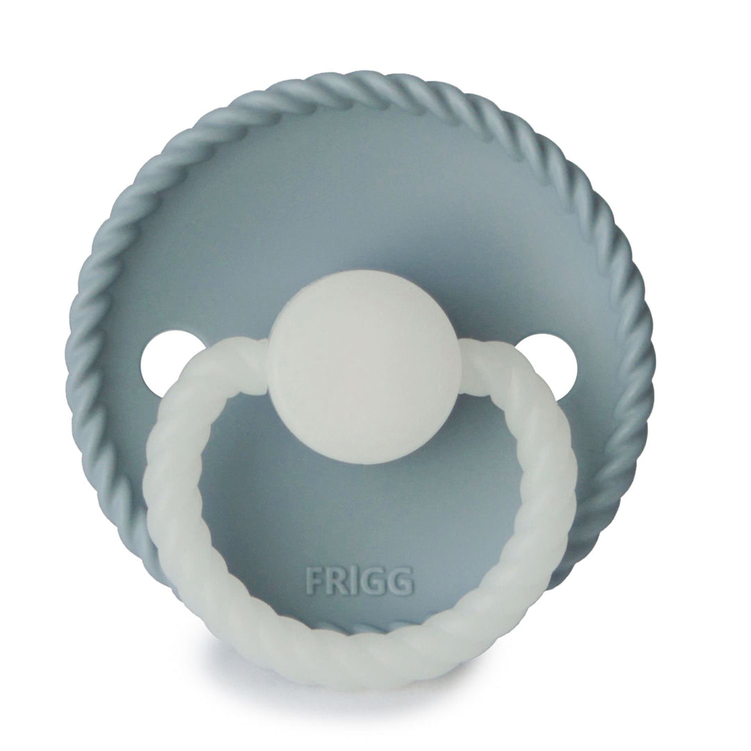 FRIGG Rope Silicone Pacifiers Stone Blue Night Glow - Personalisable Baby Products Sold and Personalised by JustBørn