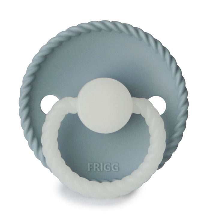 FRIGG Rope Silicone Pacifiers Stone Blue Night Glow - Personalisable Baby Products Sold and Personalised by JustBørn
