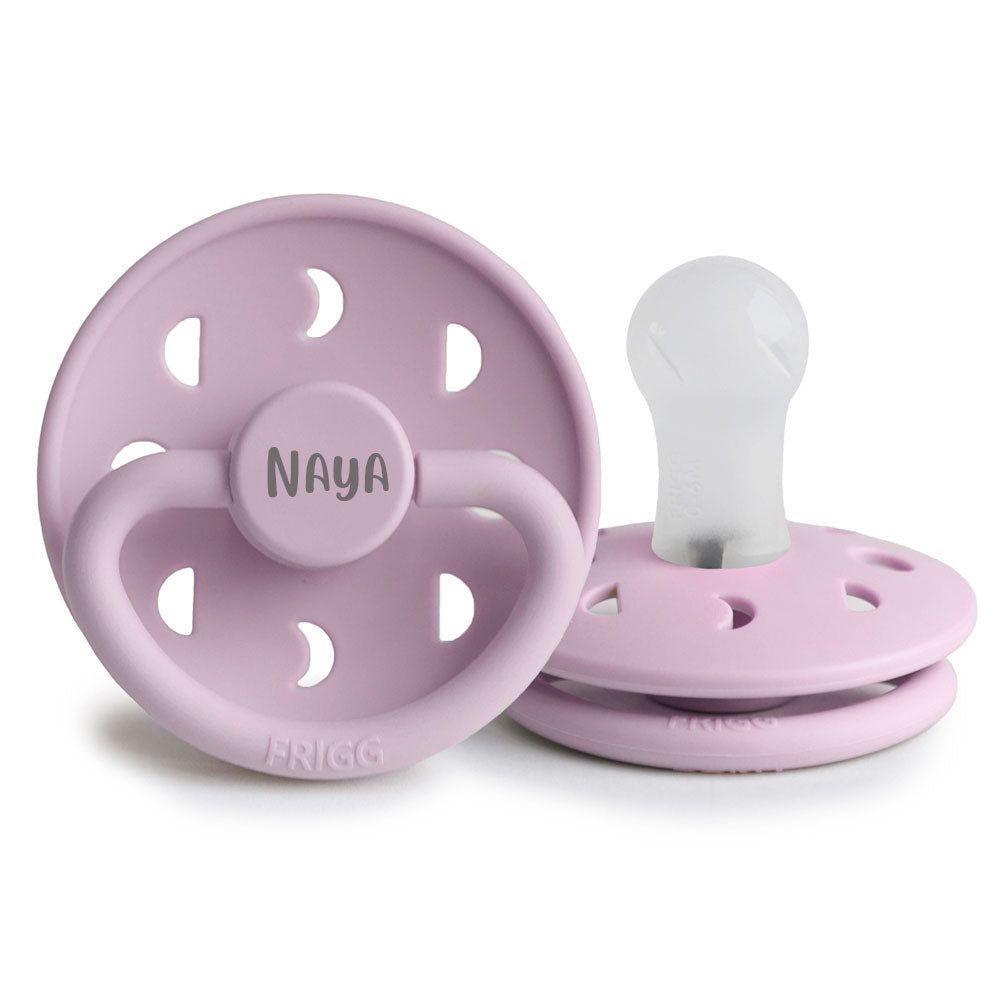 Soft Lilac FRIGG Moon Silicone Pacifier | Personalised by FRIGG sold by Just Børn
