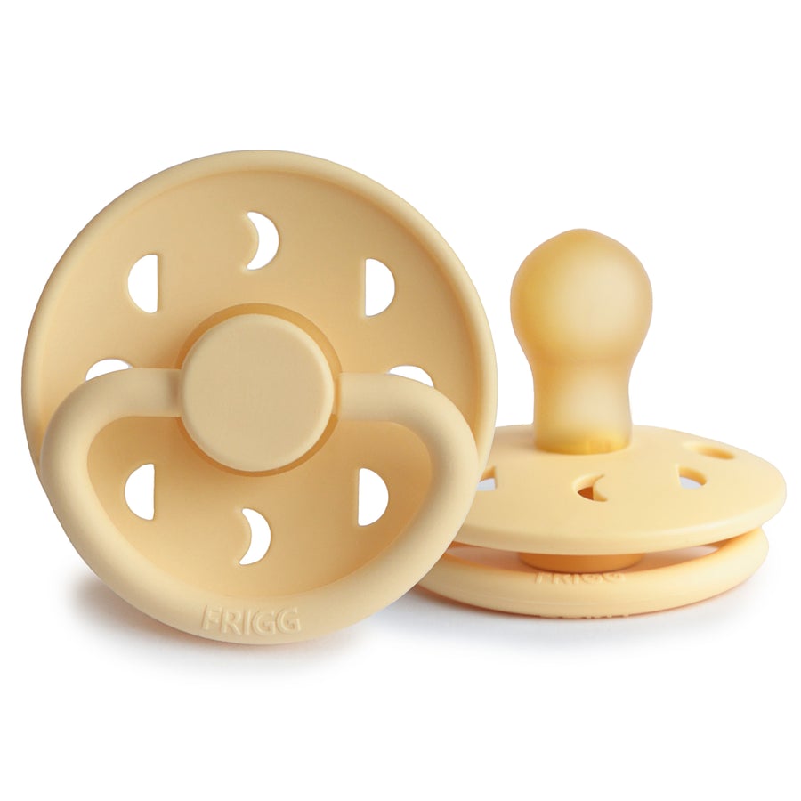 FRIGG Moon Natural Rubber Latex Pacifier Pale Daffodil - Personalisable Baby Products Sold and Personalised by JustBørn