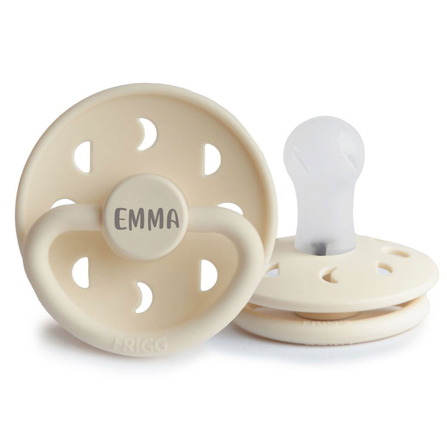 Cream FRIGG Moon Silicone Pacifier | Personalised by FRIGG sold by Just Børn