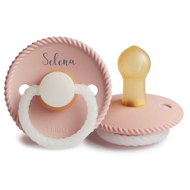 Blush Night Glow FRIGG Rope Rubber Pacifiers | Personalised by FRIGG sold by Just Børn