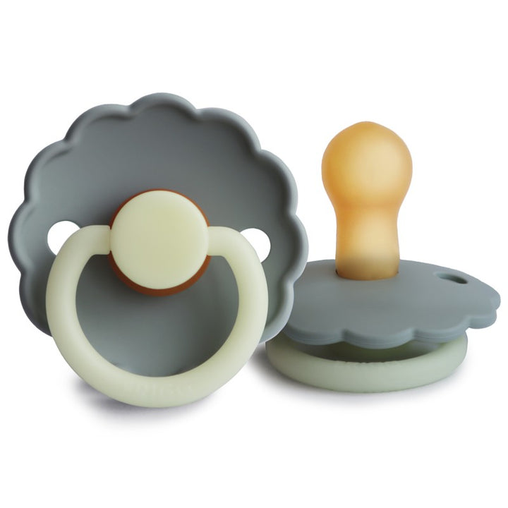 FRIGG Daisy Natural Rubber Latex Pacifier French Gray Night Glow - Personalisable Baby Products Sold and Personalised by JustBørn