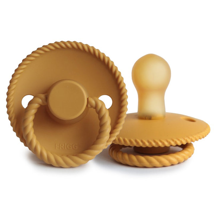 FRIGG Rope Natural Rubber Latex Pacifiers Honey Gold - Personalisable Baby Products Sold and Personalised by JustBørn