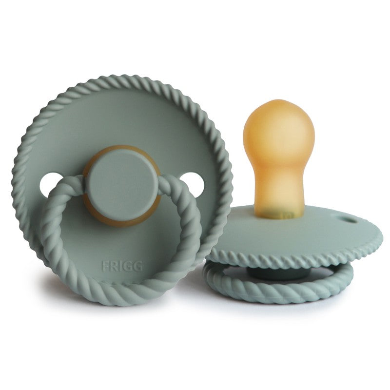FRIGG Rope Natural Rubber Latex Pacifiers Sage - Personalisable Baby Products Sold and Personalised by JustBørn