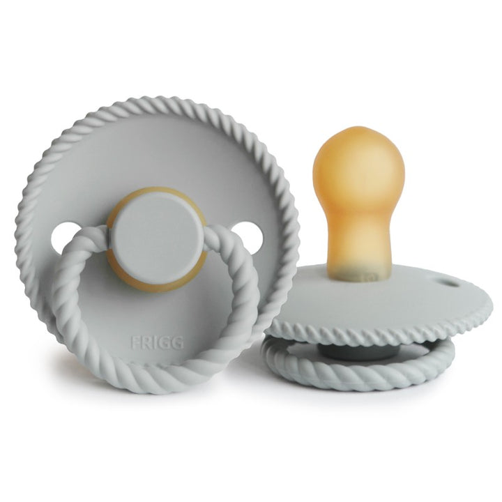 FRIGG Rope Natural Rubber Latex Pacifiers Silver Gray - Personalisable Baby Products Sold and Personalised by JustBørn