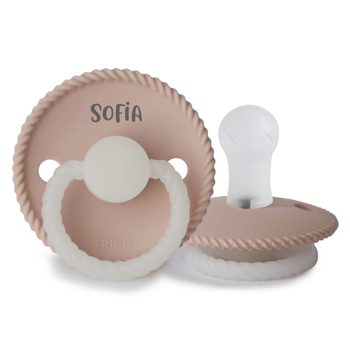 Blush Night Glow FRIGG Rope Silicone Pacifiers | Personalised by FRIGG sold by Just Børn