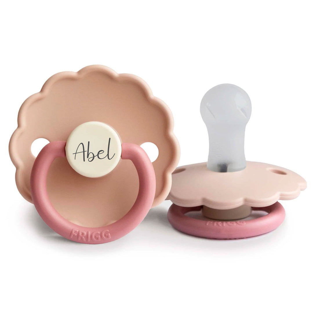 FRIGG Daisy Silicone Pacifiers Peony Yes - Personalisable Baby Products Sold and Personalised by JustBørn