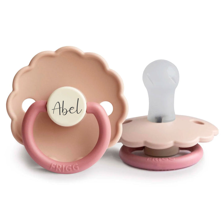 FRIGG Daisy Silicone Pacifiers Peony Yes - Personalisable Baby Products Sold and Personalised by JustBørn