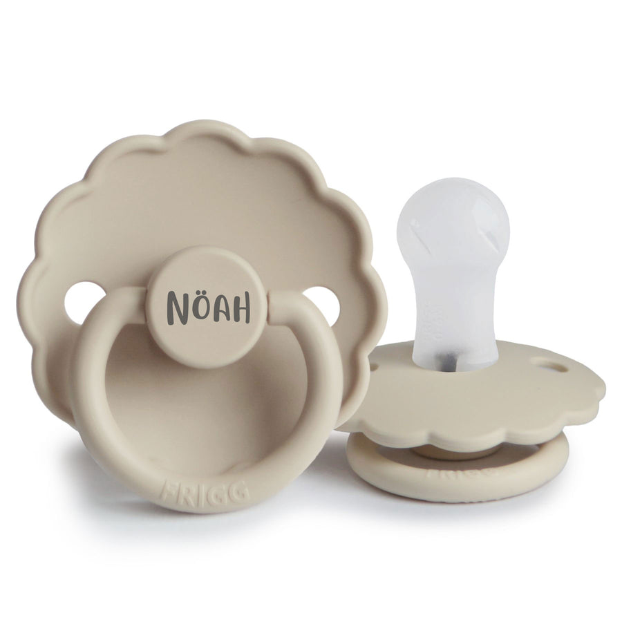 Sandstone FRIGG Daisy Silicone Pacifiers | Personalised by FRIGG sold by Just Børn