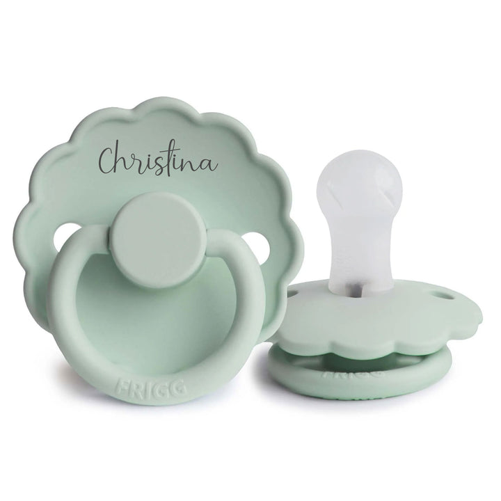 Seafoam FRIGG Daisy Silicone Pacifiers | Personalised by FRIGG sold by Just Børn