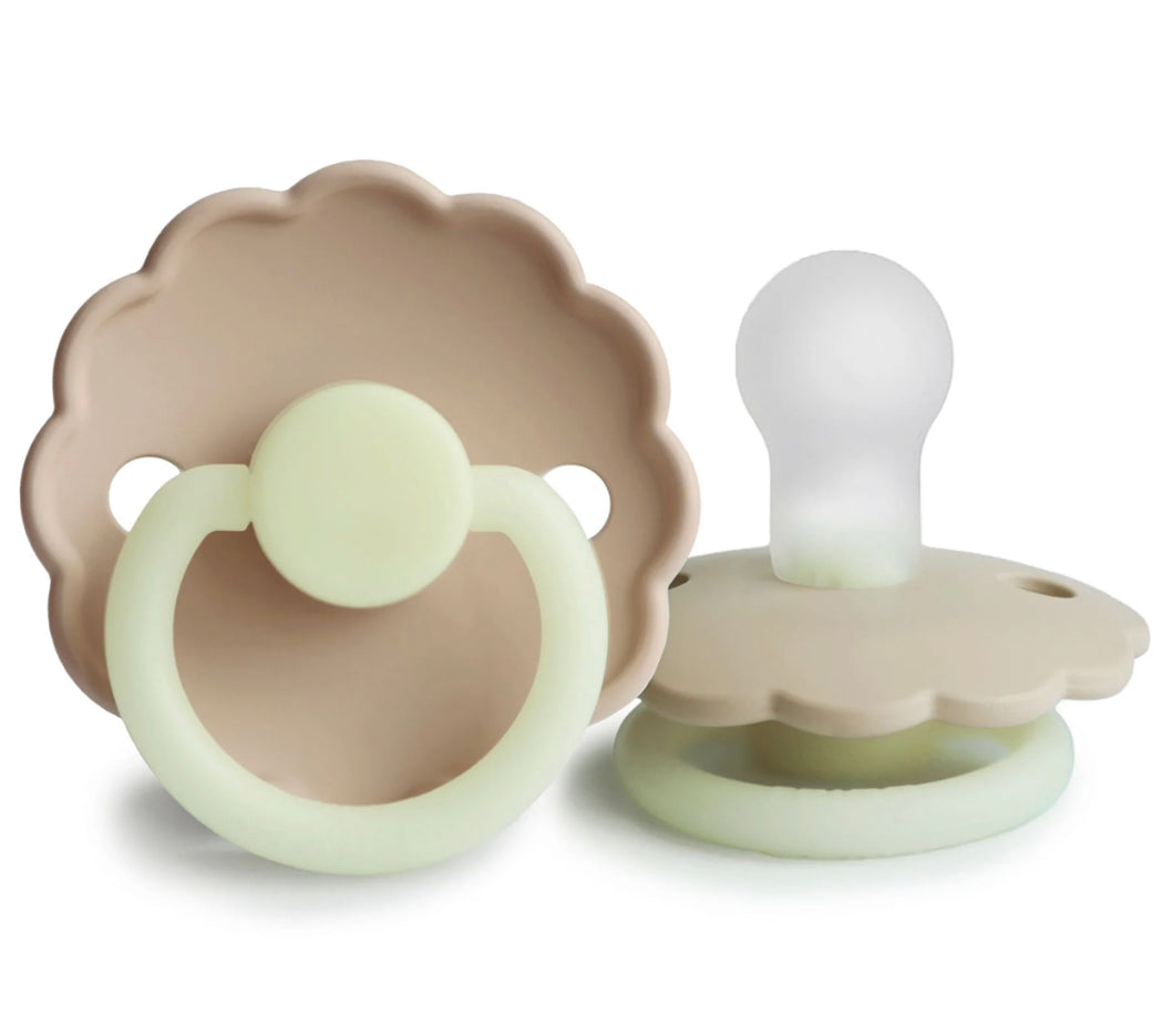 Croissant Night Glow FRIGG Daisy Silicone Pacifiers | Personalised by FRIGG sold by Just Børn