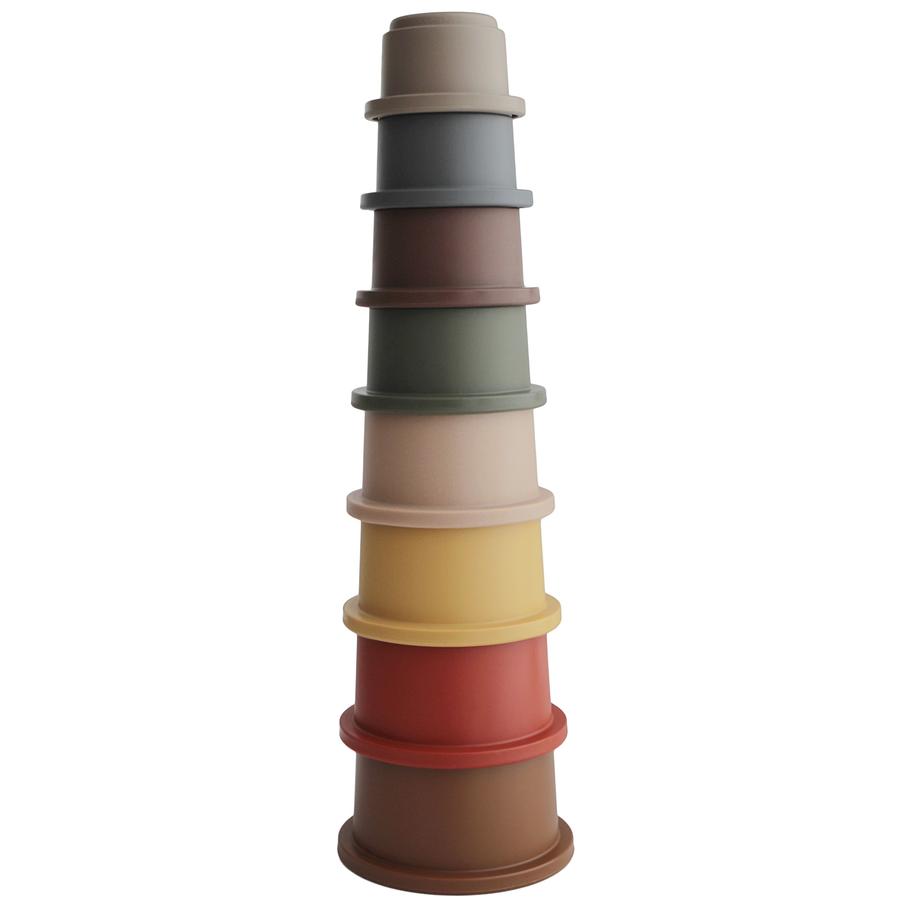 Mushie Stacking Cups Tower Retro - Personalisable Baby Products Sold and Personalised by JustBørn