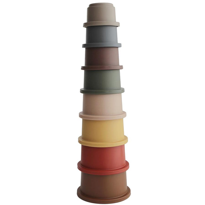 Mushie Stacking Cups Tower Retro - Personalisable Baby Products Sold and Personalised by JustBørn