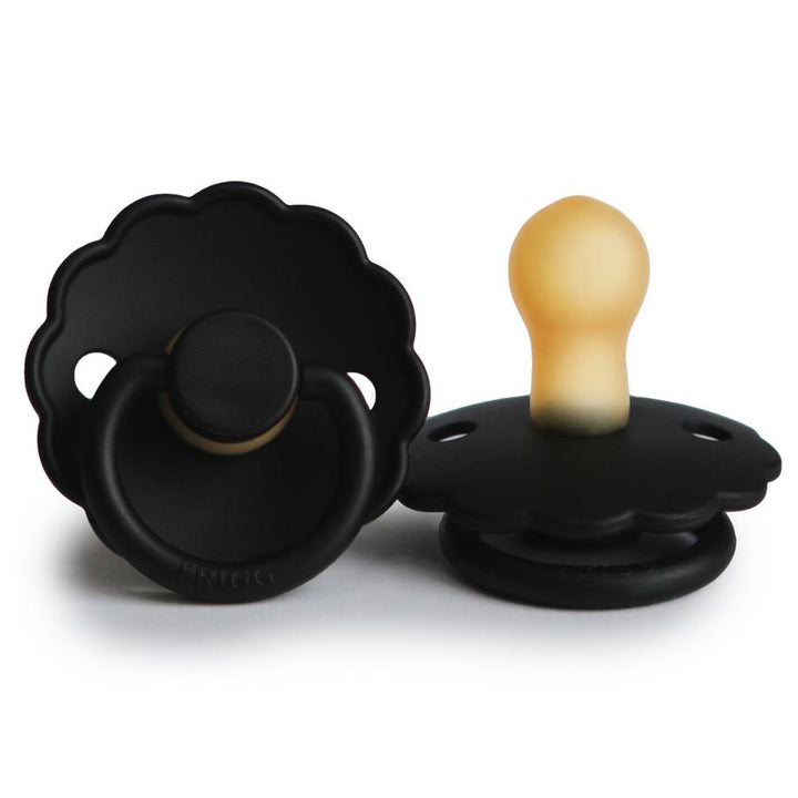 Jet Black FRIGG Daisy Rubber Pacifiers by FRIGG sold by Just Børn