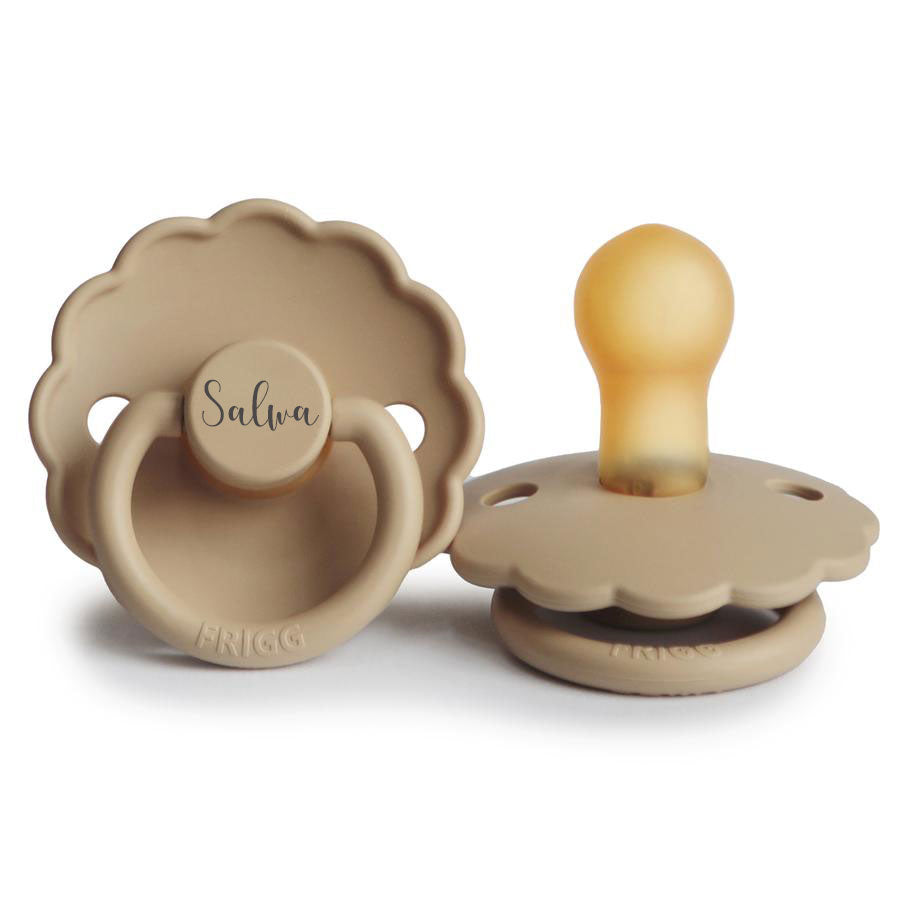 FRIGG Daisy Natural Rubber Latex Pacifier Croissant - Personalisable Baby Products Sold and Personalised by JustBørn