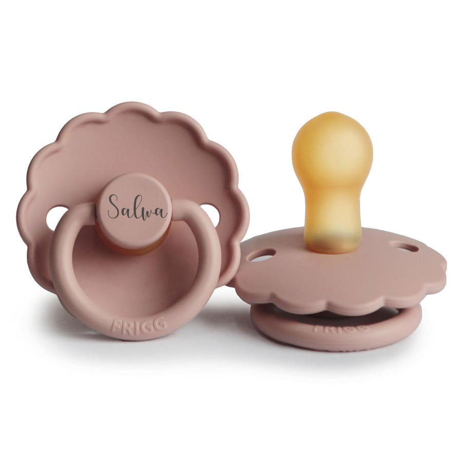 Blush FRIGG Daisy Natural Rubber Latex Pacifier | Personalised by FRIGG sold by Just Børn