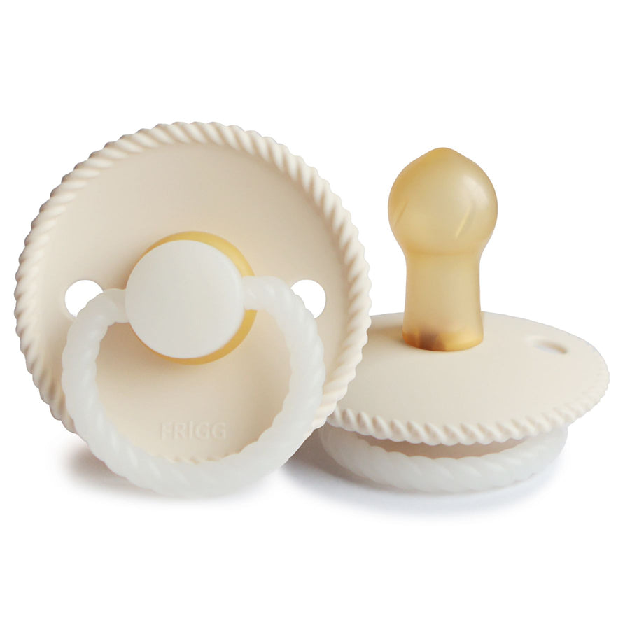 FRIGG Rope Natural Rubber Latex Pacifiers Cream Night Glow - Personalisable Baby Products Sold and Personalised by JustBørn