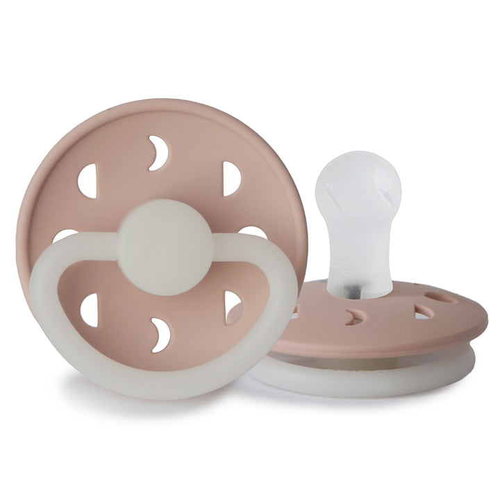 FRIGG Moon Silicone Pacifier Blush Night Glow - Personalisable Baby Products Sold and Personalised by JustBørn