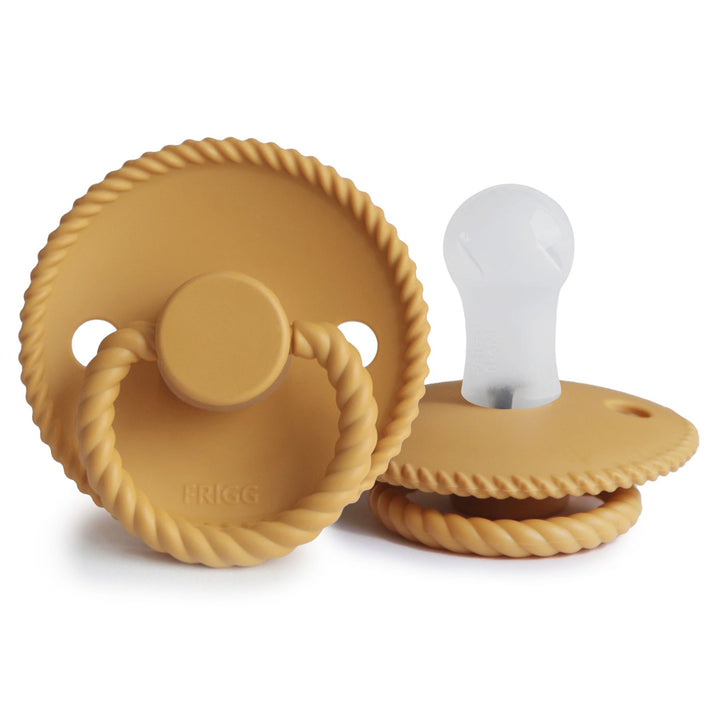 FRIGG Rope Silicone Pacifiers Honey Gold - Personalisable Baby Products Sold and Personalised by JustBørn