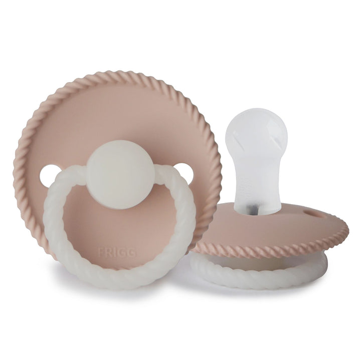FRIGG Rope Silicone Pacifiers Blush Night Glow - Personalisable Baby Products Sold and Personalised by JustBørn