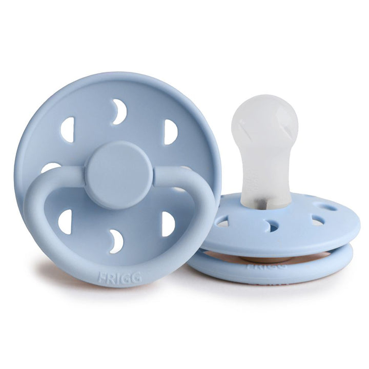 FRIGG Moon Silicone Pacifier Powder Blue - Personalisable Baby Products Sold and Personalised by JustBørn