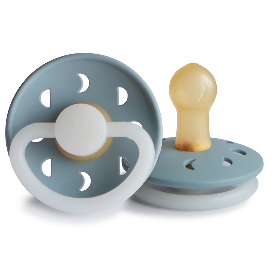 Stone Blue Night Glow FRIGG Moon Natural Rubber Latex Pacifier by FRIGG sold by Just Børn