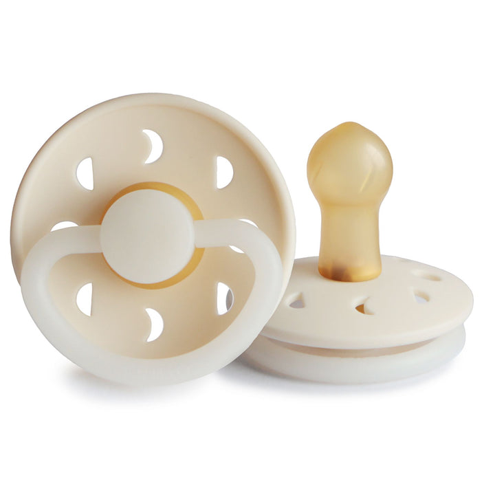 Cream Night Glow FRIGG Moon Natural Rubber Latex Pacifier by FRIGG sold by Just Børn